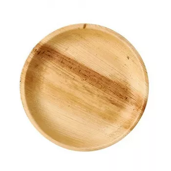 Assiette Papstar pure 87960 en feuille de palmier, ronde, 23 cm, brune, 25 pièces