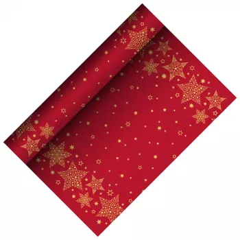 Chemin de table PAPSTAR Christmas Shine rouge en Airlaid, 400 mm x 3 m, sur rouleau, 1 pièce 88657