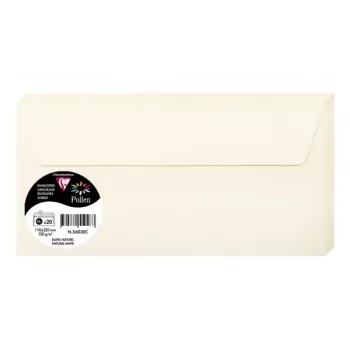 Enveloppe DL Pollen by Clairefontaine, blanc naturel 120 g/m², 110 x 220 mm, pH neutre, sans acide, 1 pièce (56030C)