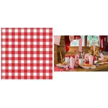 Serviettes PAPSTAR Vichy à carreaux rouges/blancs 1 pli en tissue, 330 x 330 mm, pliage 1/4, 250 par paquet 88762