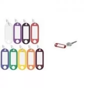 Porte-clés WEDO avec anneau, diamètre 18 mm, corps en plastique violet, étiquette blanche inscriptible remplaçable 262 801808