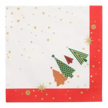 Serviettes en papier de Noël PAPSTAR sapins de Noël, 400 x 400 mm, 3 plis, pliage 1/4, 20 serviettes 89783