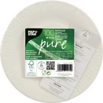 Assiette ronde en carton Papstar 11171 blanche unie 100 pièces