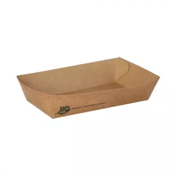 Barquettes à frites PAPSTAR pure 100% Fair, grandes, 10,5 x 17 cm, carton fibres vierges, marron, 80 pièces (87244)