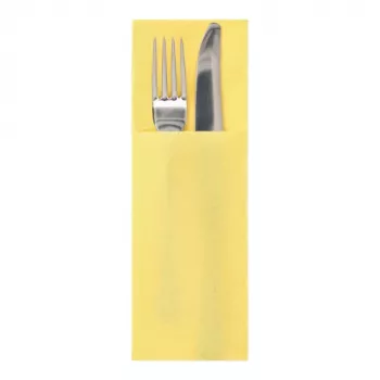 Serviette en tissue jaune PAPSTAR DAILY Collection avec poches à couverts, 2 plis, 400 x 330 mm (pliée 200 x 85 mm), 50 pièces 37047