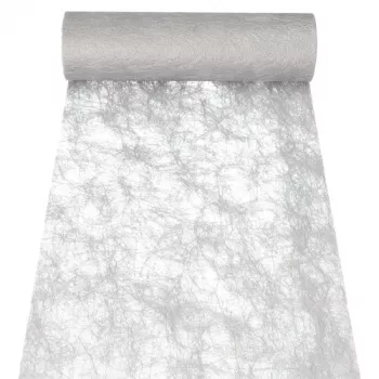Chemin de table et ruban décoratif PAPSTAR Sizoflor, argent, 25 m x 30 cm, résistant à l'eau, 75 % polyester / 25 % polyamide 37064