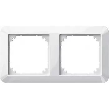 Cadre 2 postes Merten System M, blanc polaire brillant 389219
