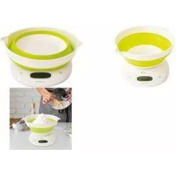 Balance de cuisine pliable Little Balance LB 8064 avec bol, blanc/vert clair, 5 kg