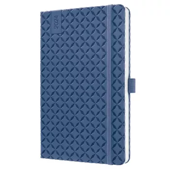 Agenda hebdomadaire SIGEL Jolie 2024 A6, similicuir, bleu, 1 semaine sur 2 pages, 174 pages J4100