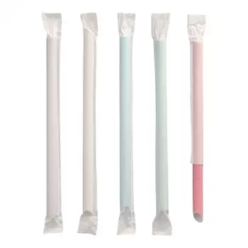 Pailles à boire en papier PAPSTAR, 200 mm, 12 mm de diamètre, couleurs assorties, durables, 250 pièces (88852)