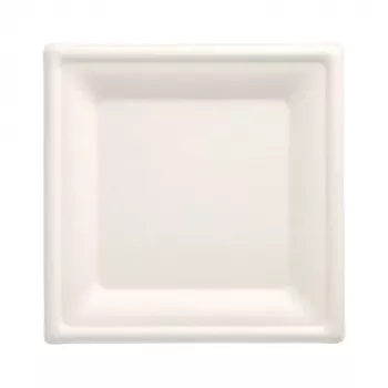 Assiette en canne à sucre PAPSTAR Pure, carrée, 200 x 200 mm, 50 pièces, compostable, compatible micro-ondes 89744