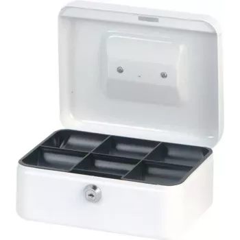 Caisse à monnaie MAUL blanche 200x170x90 mm acier avec serrure à cylindre et 2 clés 56102-02