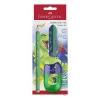 Ensemble d'écriture Faber-Castell Dino Jumbo, vert, 3 crayons, mine 3 mm, ergonomique triangulaire, résistant à la casse, à partir de 3 ans 111529