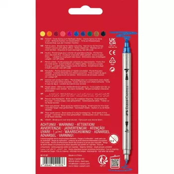 Feutres à double pointe pailletés FABER-CASTELL, 10 couleurs assorties, lavables, pointes 3-5 mm & 1 mm 151107