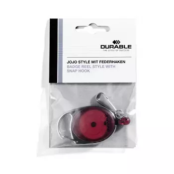 Enrouleur de badge DURABLE Jojo STYLE avec crochet à ressort 832703, rouge