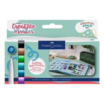 Ensemble de marqueurs créatifs Faber-Castell Goldfaber Creative Haven, 6 couleurs assorties, encre à base d'eau, pointe pinceau 160603