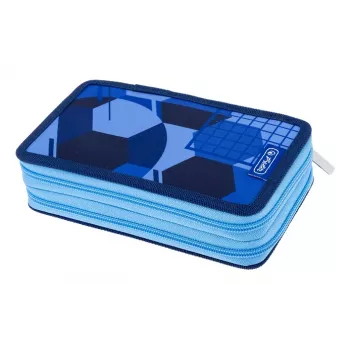 Trousse double HERLITZ Blue Goal, 23 pièces, 2 compartiments, fermeture à glissière, intérieur coloré 400205859