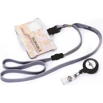 Porte-carte d'identité DURABLE avec clip rotatif, transparent, pour 1 carte, lot de 25 811819