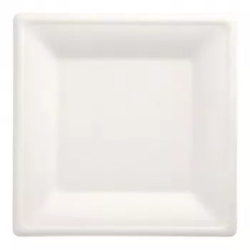 Assiette PAPSTAR Pure en canne à sucre, carrée, 260 x 260 mm, 50 pièces, compostable, compatible micro-ondes 89745