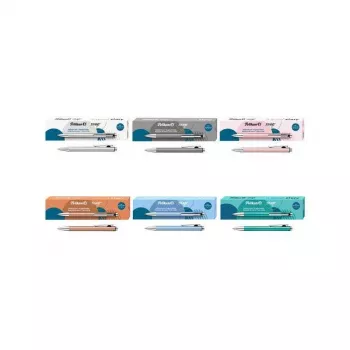 Stylo bille Pelikan Snap Metallic, corps en aluminium à reflet perle argenté, encre bleue, medium 400208064