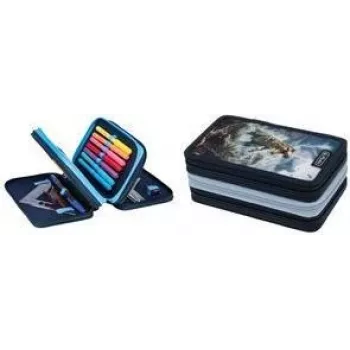 Herlitz TriCase Thunder Rex trousse, 31 pièces, polyester, 3 compartiments, 3 fermetures éclair 400205916