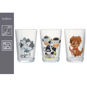 Ritzenhoff & Breker HOFTIERE animaux de la ferme ensemble de 3 verres à boire, impression décorative 819243