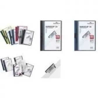 DURABLE DURACLIP ORIGINAL 30 A4 pochette à clip avec pince métallique, couverture avant bleue transparente, lot de 5 2227-07