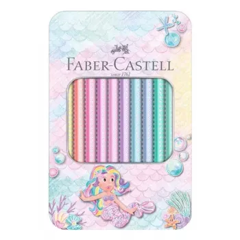 Crayons de couleur triangulaires Faber-Castell Sparkle Jumbo, set de 10 pièces, couleurs assorties, mine 3,8 mm, zone Soft-Grip, résistants à la casse, bois certifié FSC 210910