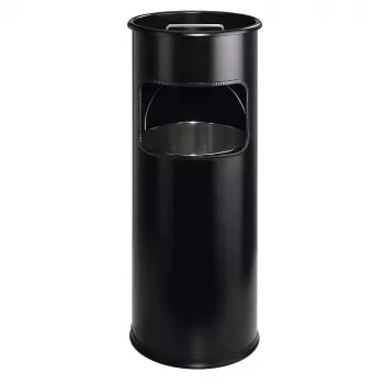 DURABLE corbeille à déchets métallique 17 L ronde avec cendrier, noire 333001