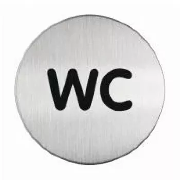 Panneau de porte WC DURABLE PICTO, rond 83 mm, autocollant, argent/noir 490723