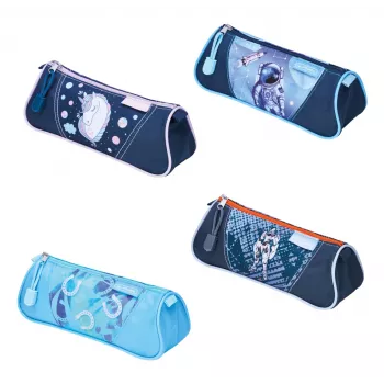 Trousse Herlitz Dreikant Mix II, polyester, triangulaire, fermeture éclair, lot de 4, assorties 400197353
