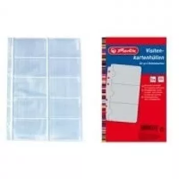 Pochettes pour cartes de visite HERLITZ, DIN A4, 10 compartiments par pochette, transparentes, lot de 10 5894209