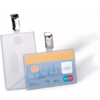 Porte-carte d'identité DURABLE avec clip pour 1 carte, transparent, 25 pièces (811319)