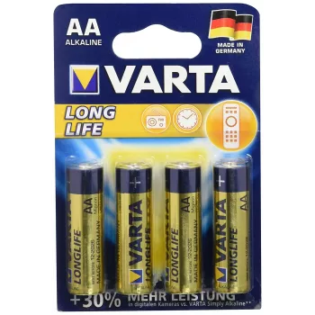 Pile alcaline VARTA Longlife AA 1,5 V 2750 mAh lot de 4 (04106110414)