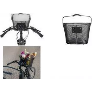 Panier de guidon FISCHER E-Bike PLUS, fil d'acier finement maillé, noir, fixation rapide, 5 kg 50653