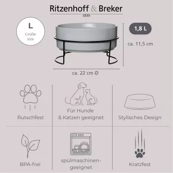 Ritzenhoff & Breker TARO Ensemble de gamelles 1,8 L gris grès céramique 450484