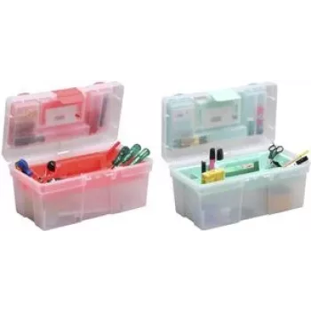 allit McPlus Clear 16 Boîte de rangement, polypropylène, transparente avec fermoirs rouges 416411