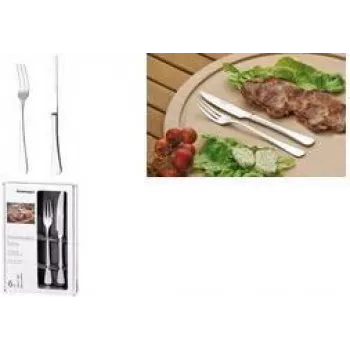 Ensemble de couverts à steak et pizza Esmeyer SYLVIA, 12 pièces, acier inoxydable poli, 6 couteaux à steak et 6 fourchettes à steak 156-256