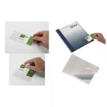 Pochette autocollante DURABLE POCKETFIX 90x57 mm, découpe pour le pouce, transparente, lot de 100 837919