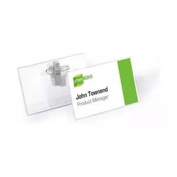 Porte-badge DURABLE 90x54 mm avec clip combiné, transparent, 5 pièces (861019)