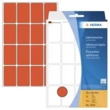 Étiquettes adhésives permanentes HERMA rouges 25 x 40 mm 512 étiquettes (32 feuilles x 16) 2452