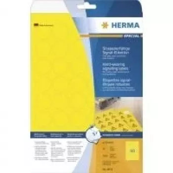 Étiquettes film mat résistant aux intempéries autocollantes HERMA Special 8034 pour extérieur, jaunes, 30 x 30 mm, 1200 étiquettes (25 feuilles x 48)