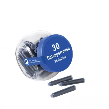 Cartouches d'encre standard international courtes Pelikan 4001 pour stylo-plume, bleu royal, effaçables et lavables, 30 cartouches en pot de verre 300003745