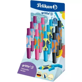 Stylo à encre Pelikan griffix, présentoir de comptoir, zone de préhension ergonomique, pour droitiers, bleu royal (605366)