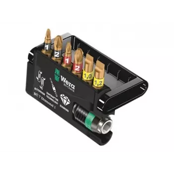 Wera Bit-Check 7 Diamond 1 Coffret d'embouts tournevis, 7 pièces, hex 1/4 inch, 25 mm, Phillips et Pozidriv, à revêtement diamant 05057416001