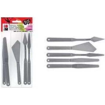 Marabu ensemble de couteaux de peinture, plastique, 5 pièces, pour couleurs en pâte, pâtes de structure, acryliques, huiles, gels 0173000000031