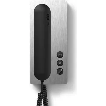 Combiné téléphonique de porte Siedle HTA 811-0 E/S - noir avec éléments de design en acier inoxydable 200041543-00