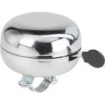 FISCHER sonnette de vélo rétro, boîtier chromé, 80 mm de diamètre, avec fixation guidon, 1 pièce (85808)