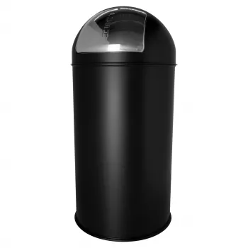 HELIT H2401495 corbeille à déchets ronde en acier noire 50 L avec couvercle à bascule