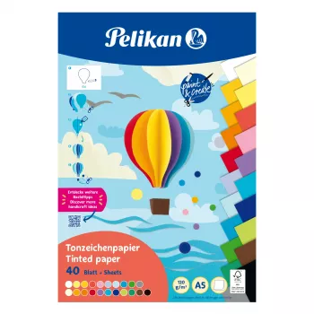 Bloc de carton coloré Pelikan DIN A5, 40 feuilles, 120 g/m², 21 couleurs, collé en tête 300002259